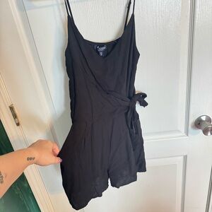 Black Sleeveless Wrap Romper